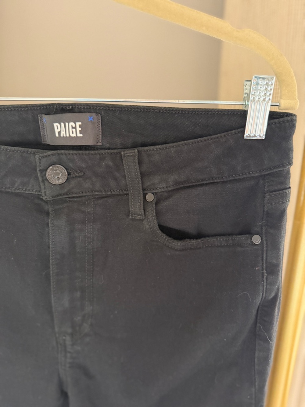 PAIGE Black Distressed Women’s Hoxton Slim Jeans - Picture 3 of 6